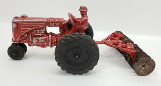 Minneapolis Moline Toy Tractor With Cultivator Vintage