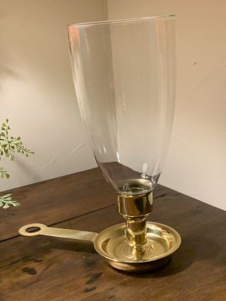 Vintage Baldwin Brass Chamber Handle Candle Candlestick Globe Hurricane Glass