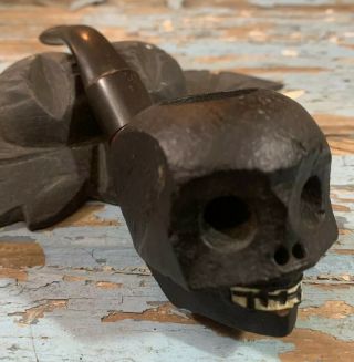 Vtg Ca.  50s - 60s Meerschaum Skeleton Skull Smoking Pipe Italian Briar Unsmoked