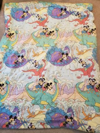 Vintage Disney Mickey & Minnie Mouse Prehistoric Dinosaur Twin Comforter
