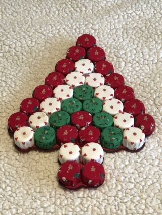 Vintage Handmade Christmas Tree Wall Hanging Made From Plastic Bottle Caps