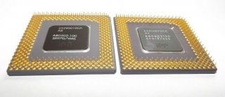 2 Socket 7 Cpu - Intel Pentium Vintage Processor Gold Chip A808502 - 100 A80502150