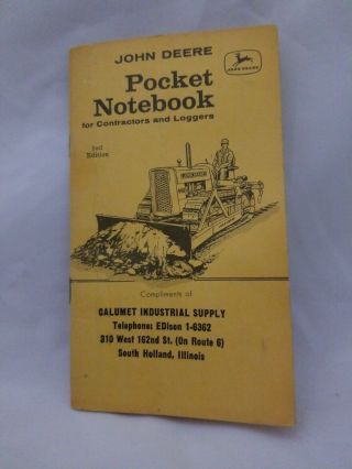 Vintage 1959 - 60 Advertising John Deere Pocket Notebook Calendar Ruler
