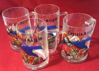Vintage Captain Morgan Spiced Rum Plastic Mugs Set Of 4