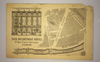 Vintage The Detroit Hotel American Headquarters Business Card