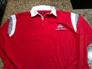Vtg Pro Player The Ohio State Buckeyes Logo Rugby Men L/s Large Ncaa College