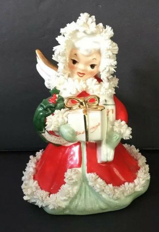 Vintage Napco Spaghetti Trim Christmas Angel Figurine S116a Xmas Angel Ec Marked
