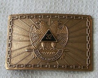 Vintage Masonic Mason Solid Bronze Belt Buckle 32nd Degree