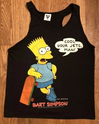 Vintage The Simpsons Bart Tank Top L Cool Your Jets Man