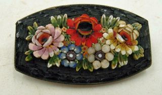 Antique Italian? Micro Mosaic Brooch With Flowers