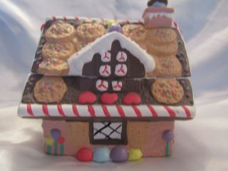 Vintage Lucy And Me Bear Ceramic Gingerbread House Cookie Treat Jar