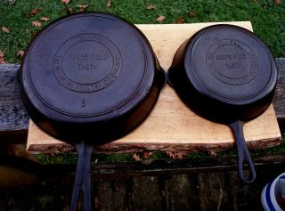 Vintage Mi Pet Western Foundry Chicago Cast Iron Skillet Fry Pan 8 & 5 Heat Ring