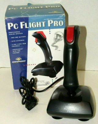 Vintage 1997 Pc Flight Pro Professional Analog Joystick 2 Fire Buttons Auto