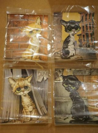 Vintage Litho Gig Prints Sad Cat Big Eyes City Kittens Unframed 10 " X 14 "