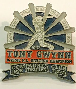 1998 Tony Gwynn San Diego Padres 8 Batting Titles Compadres Club Pin