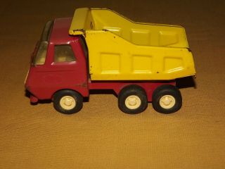 Vintage Toy 5 " Long Mini Red & Yellow Metal Tonka Dump Truck