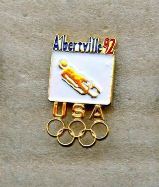 Noc Usa Team Luge 1992 Albertville Olympic Games Pin