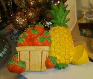 Vintage 1975 Homco Dart Ind.  3 - D Fruit 7351 Wall Plaque Home Decor Made In Usa