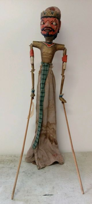 28 " Antique Asian Oriental Puppet Wayang Golek Marionette Carved Wooden Folklore