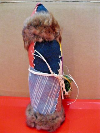 HandMade Vintage Quilt Folk Art Father Christmas Figure,  Clay Face,  Fur Trim 2