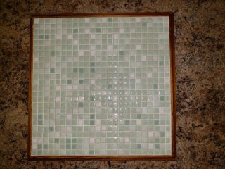 Mcm Mid Century Green Mosaic Set Tiles Trivit.  12 " X 12 ".  Hot Pad.  Wood - 4 Feet.