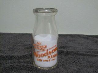 Vintage 1/2 Pint Milk Bottle Woodson Dairy Red Hill,  Pa