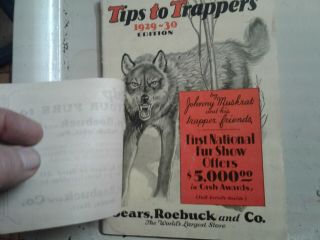 Old Trapping - Tips To Trappers 1929 - 30 By Johnny Muskrat Vintage Sears Rare