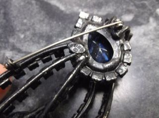 Vintage Signed Weiss Green & Blue Rhinestones HUGE Japanned Brooch Pin 3