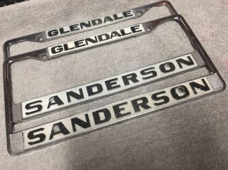 Glendale Sanderson Plate Frame License Vintage Set Of 2 Piece