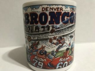 Vintage Nfl Denver Broncos Coffee Mug / Cup By Custom Edge,  Bruce Day.