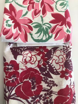 Vintage 50 " Tablecloth Cotton Print Flower,  48 " Bonus One