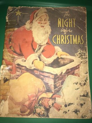 Vintage 1940 Colorful Pictures The Night Before Christmas Eleanora Madsen Rare