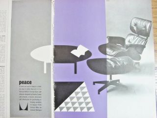 1963 Herman Miller Lounge Chair Ottoman Charles Eames Design 2pg Vtg Print Ad