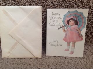 Rare Vtg Birthday Card From Patsy Lou Doll By Effanbee.  Card Only.