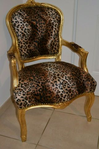Louis Xv Arm Chair French Style Chair Vintage Furniture Leopard Model