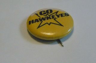 Vintage Go Iowa Pinback Pin Badge Hawkeyes Ia Football College Button