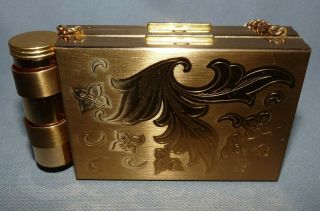 Zell Fifth Avenue Ladies Compact With Mirror Lipstick Holder Goldtone Vintage