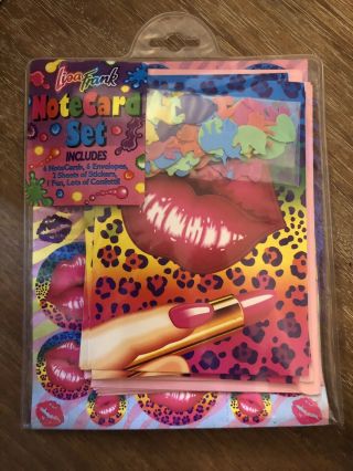 Vintage Lisa Frank Notecard Set Lips Lipstick Leopard Missing Pen