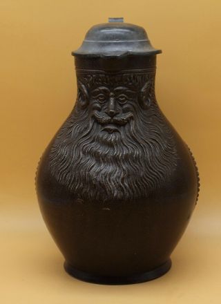 Antique Bellarmine Jug Bartmannskrug Whole German Stoneware Jar Pitcher Stein