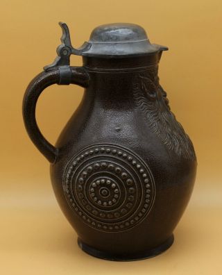 Antique Bellarmine jug Bartmannskrug whole German stoneware jar pitcher stein 2