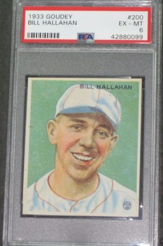 1933 Goudey Bill Hallahan Baseball Card 200 Psa 6 Ex - Mt Antique Collectible