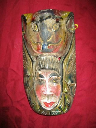 Fine Rare Old Antique 1860 Vintage Yucatan Mexican Hand Carved Mask