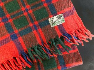 Vintage Ottawa Valley Red/green/blue Plaid Canadian Wool Blanket 56” X 58”