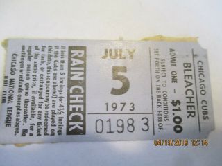 Ticket Stub Phils Cubs Game July 5 1973 Phils Win 7 - 4 Carlton Wins