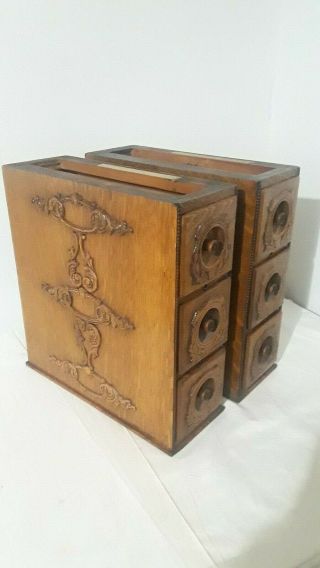 6 Antique Singer Oak Treadle Sewing Machine Cabinet Drawers,  Racks (n264c) P2