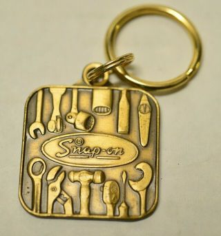 Snap On Tools Rare Brass Key - Ring Key Ring Tool Vintage Small