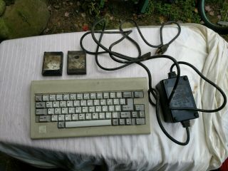 Vintage 1983 Ibm Computer Keyboard,  Power Supply And Data Cartridges.