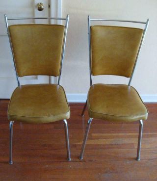 2 Vintage Brody Mid Century Dining Chairs Chrome Legs Vinyl