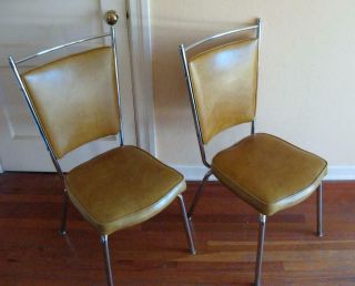 2 Vintage Brody Mid Century Dining chairs chrome legs vinyl 2