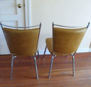2 Vintage Brody Mid Century Dining chairs chrome legs vinyl 3